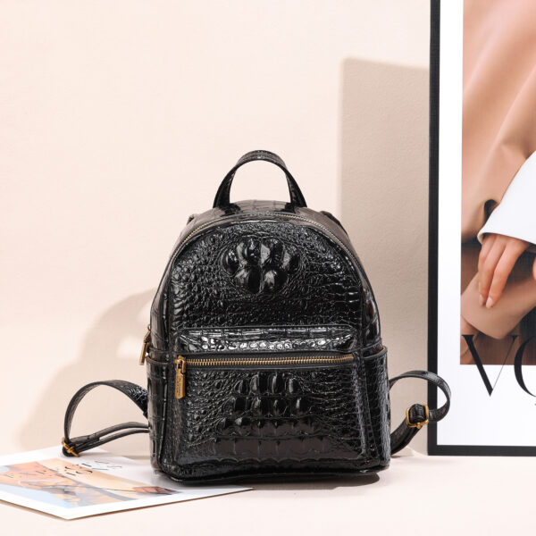 Paultino Crocodile-Pattern Mini Leather Backpack – Glossy Black