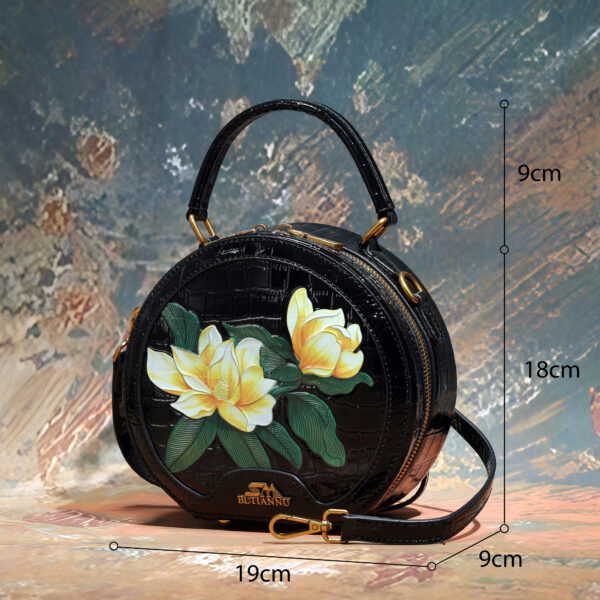 Paultino Art Series Round Crocodile Leather Bag – Multi-Theme Design Collection