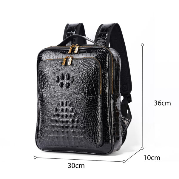 Paultino Executive Crocodile Leather Laptop Backpack – Premium Gloss Black